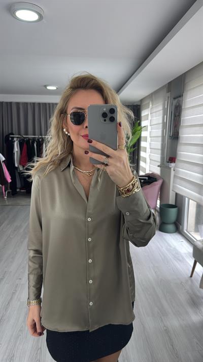 Haki Saten Gömlek