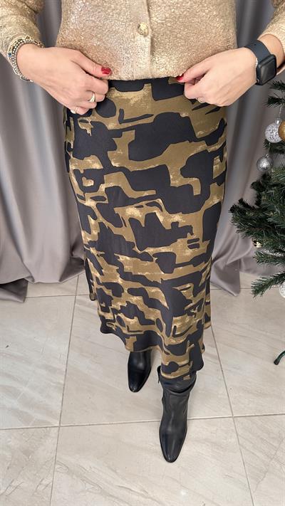 HAKİ SİYAH SATEN VEREV ETEK