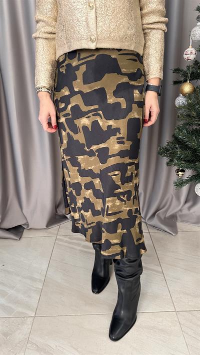 HAKİ SİYAH SATEN VEREV ETEK