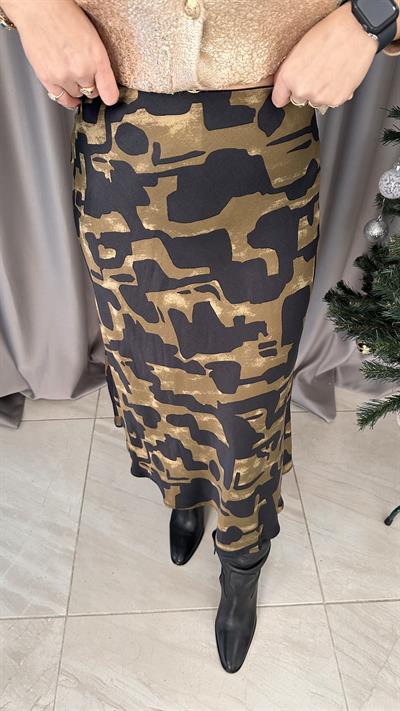 HAKİ SİYAH SATEN VEREV ETEK