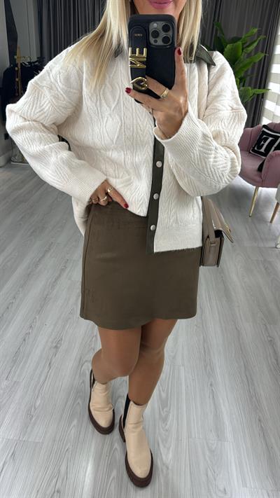 Haki Süet Çan Etek