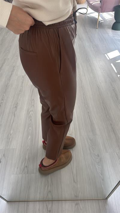 İçi %100 Pamuk, Yumuşak Taba Deri Pantolon