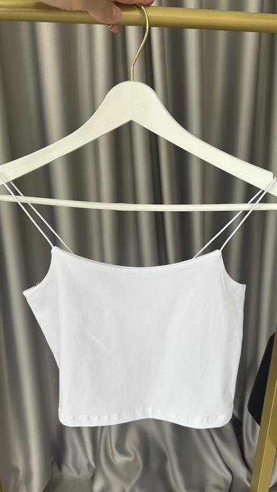 İp Askılı Beyaz Basic Crop