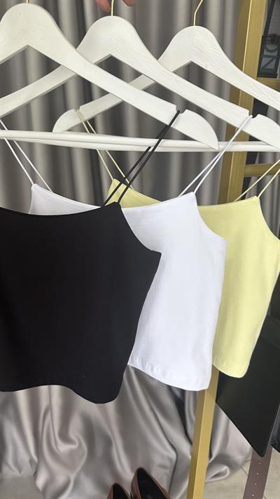 İp Askılı Siyah Basic Crop