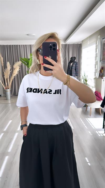 JİL SANDER YAZILI OVERSİZE TİŞÖRT