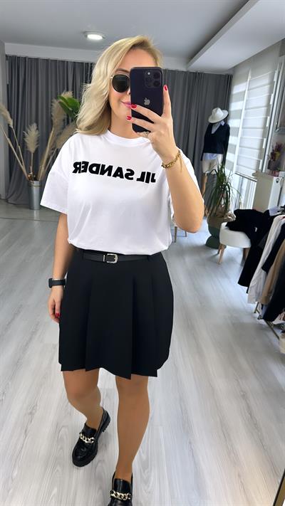 JİL SANDER YAZILI OVERSİZE TİŞÖRT