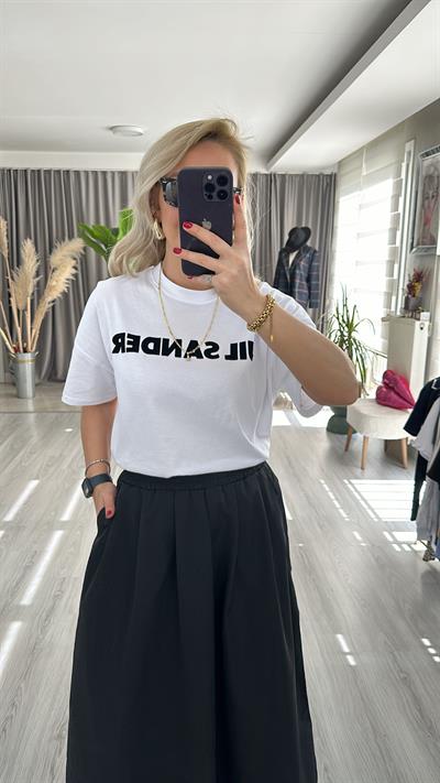 JİL SANDER YAZILI OVERSİZE TİŞÖRT