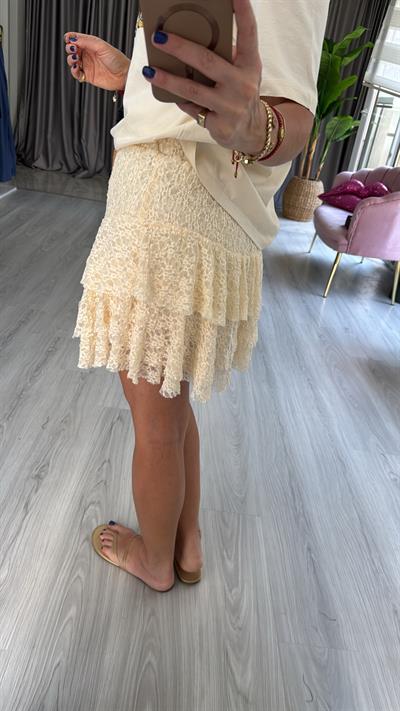 Kabartmalı Dantel Şort Etek