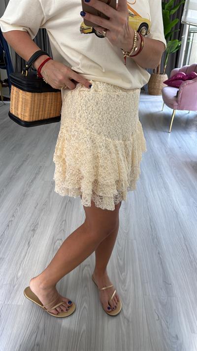Kabartmalı Dantel Şort Etek
