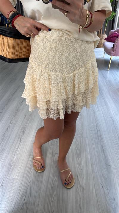 Kabartmalı Dantel Şort Etek