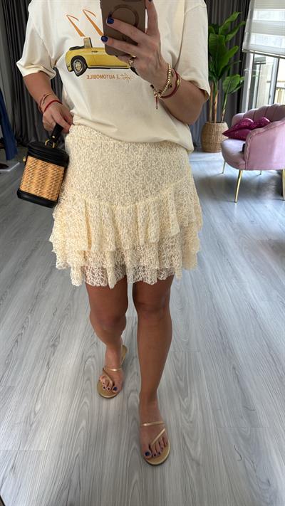 Kabartmalı Dantel Şort Etek
