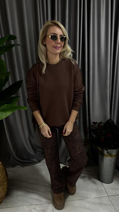 Kahverengi Üç İplik Sweatshirt