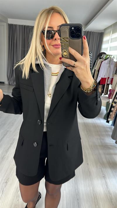 KAPŞONLU PREMİUM SİYAH CEKET