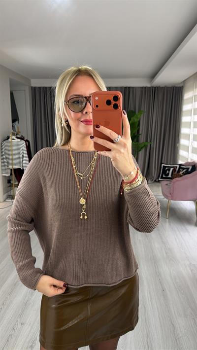 Kayık Yaka Vizon Merserize Triko