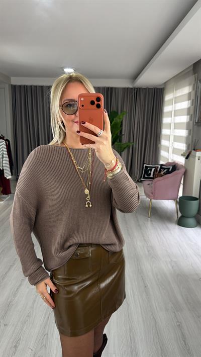 Kayık Yaka Vizon Merserize Triko