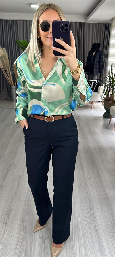 KEMERLİ FİT LACİVERT PANTOLON