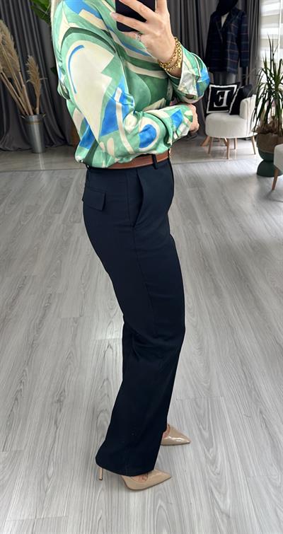 KEMERLİ FİT LACİVERT PANTOLON