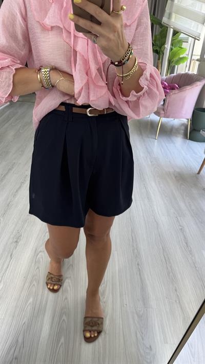 Kemerli Şehir Boy Lacivert Şort