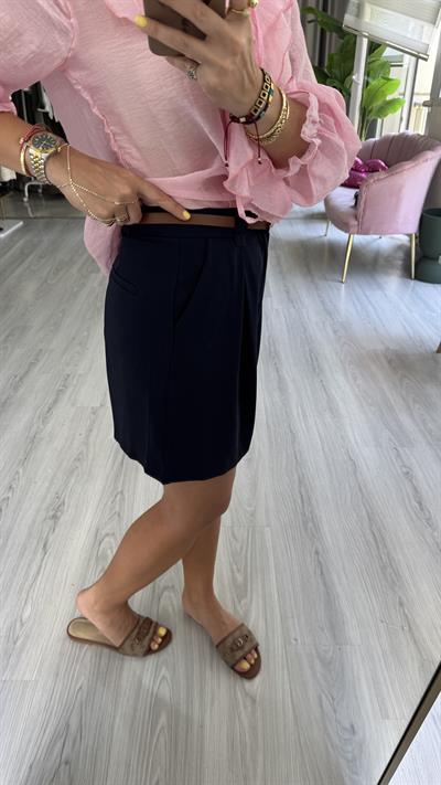 Kemerli Şehir Boy Lacivert Şort