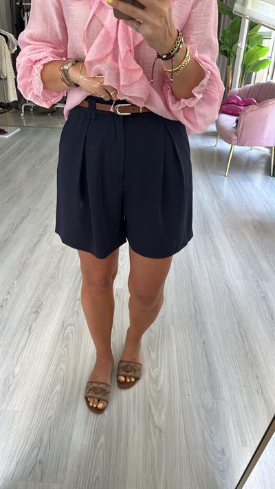 Kemerli Şehir Boy Lacivert Şort