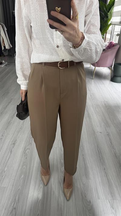 Kemerli Yağ Yeşili Havuç Pantolon