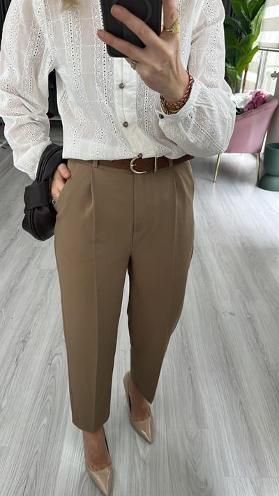 Kemerli Yağ Yeşili Havuç Pantolon