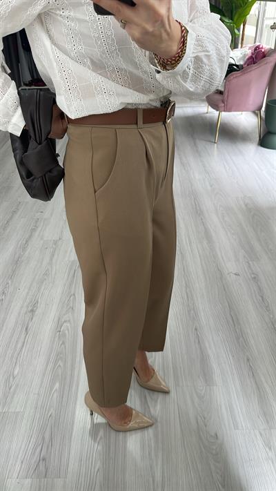 Kemerli Yağ Yeşili Havuç Pantolon