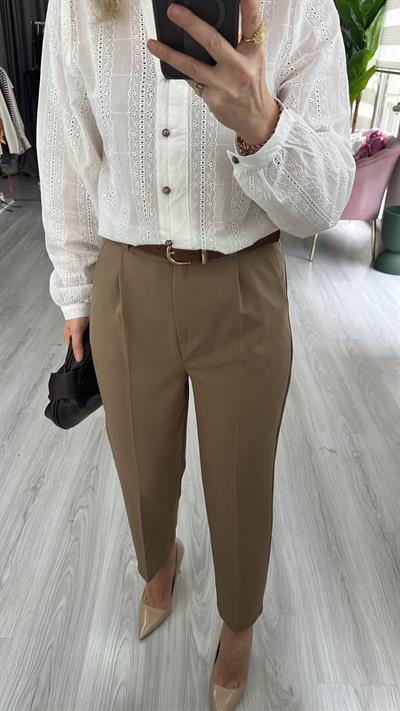 Kemerli Yağ Yeşili Havuç Pantolon