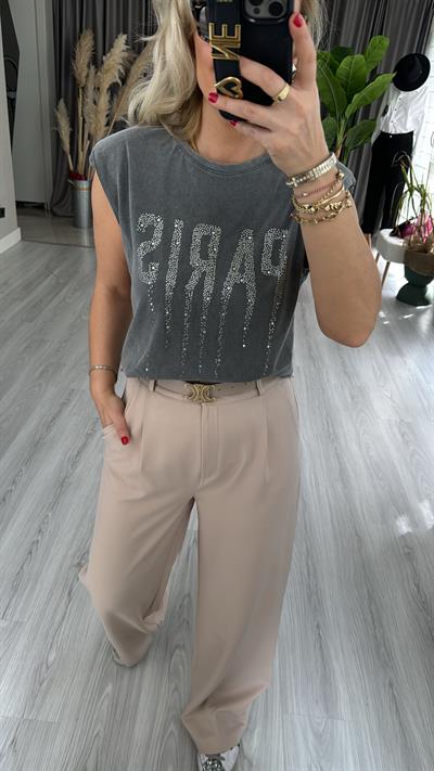 KEMERLİ YÜKSEK BEL BEJ PALAZZO PANTOLON