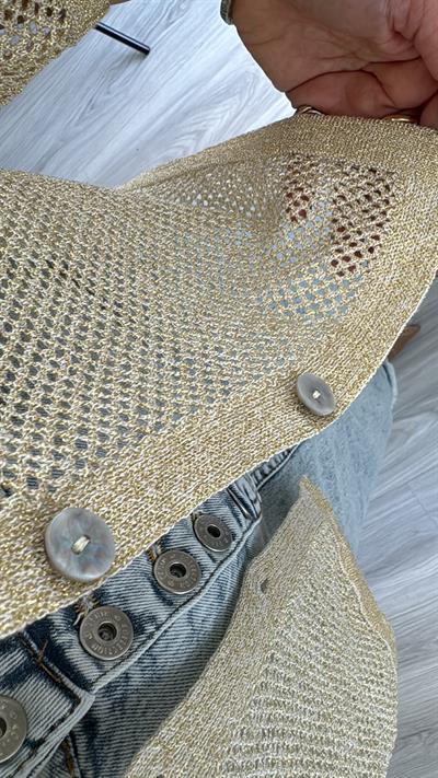 KEMİK GOLD SİMLİ, AJURLU TRİKO HIRKA