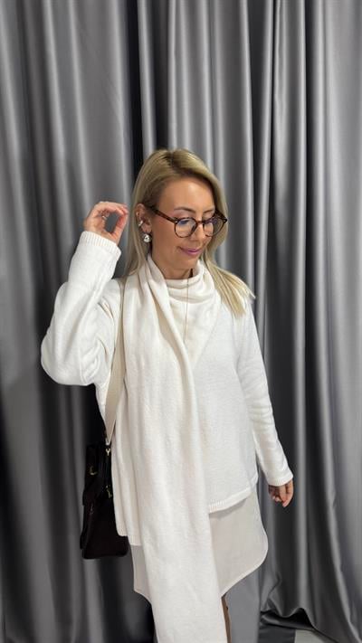 Kendinden Şallı Ekru Triko