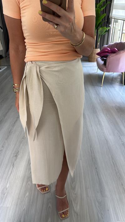 Keten Kruvaze Ekru Etek