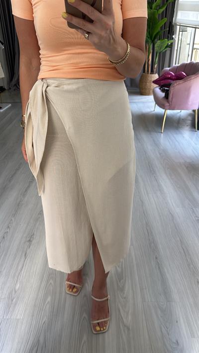 Keten Kruvaze Ekru Etek