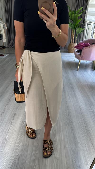 Keten Kruvaze Ekru Etek