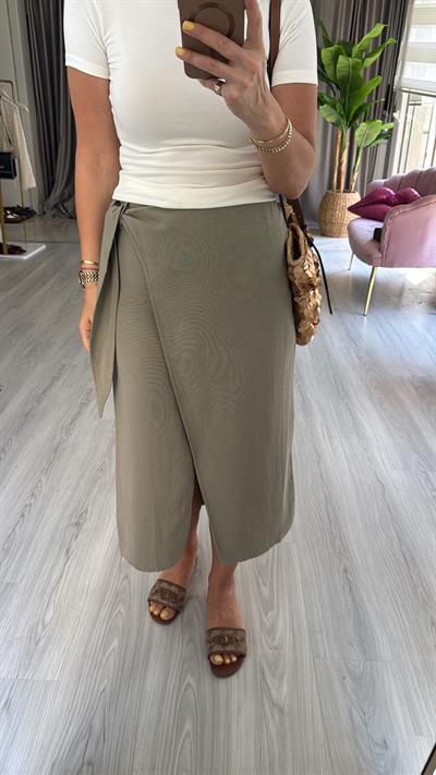 Keten Kruvaze Haki Etek