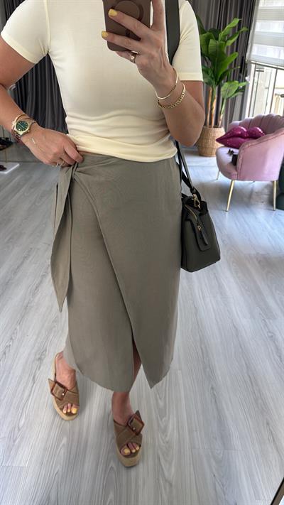 Keten Kruvaze Haki Etek