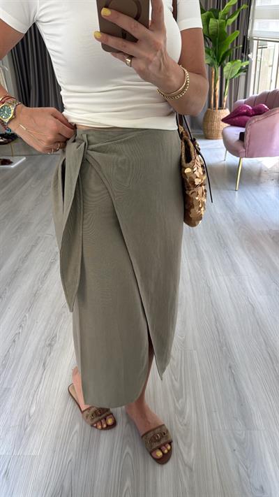 Keten Kruvaze Haki Etek