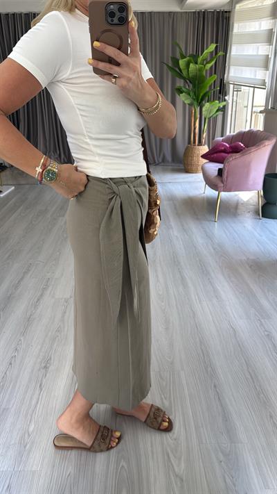 Keten Kruvaze Haki Etek