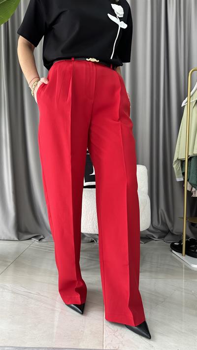 KIRMIZI PALAZZO PANTOLON