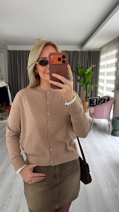 Kolu Ucu Ekru Bisiklet Yaka Camel Triko