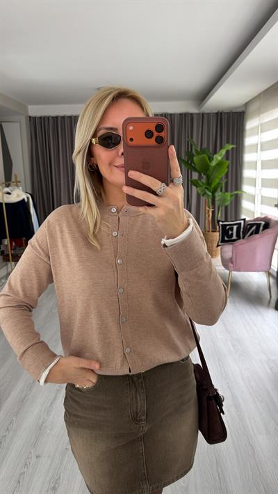 Kolu Ucu Ekru Bisiklet Yaka Camel Triko