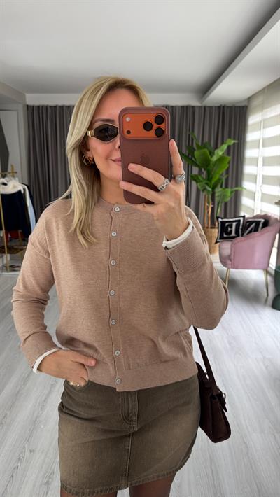 Kolu Ucu Ekru Bisiklet Yaka Camel Triko