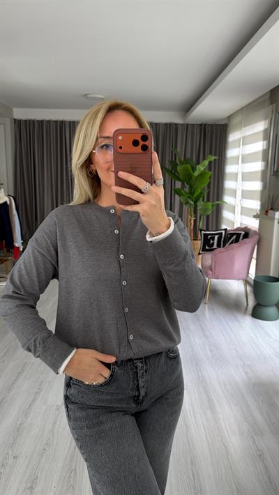 Kolu Ucu Ekru Bisiklet Yaka Füme Triko