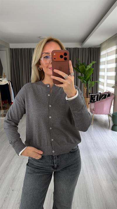 Kolu Ucu Ekru Bisiklet Yaka Füme Triko