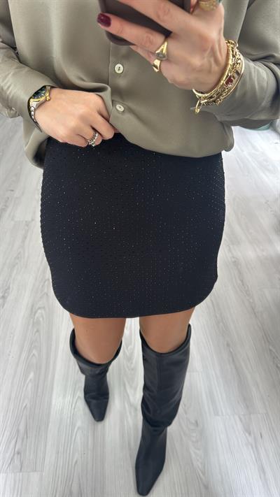 Komple Taşlı Siyah Etek