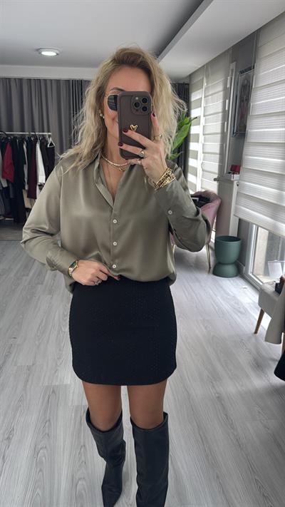 Komple Taşlı Siyah Etek