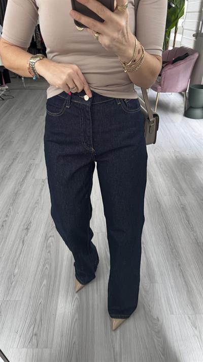 Koyu Lacivert Yüksek Bel Palazzo Jean