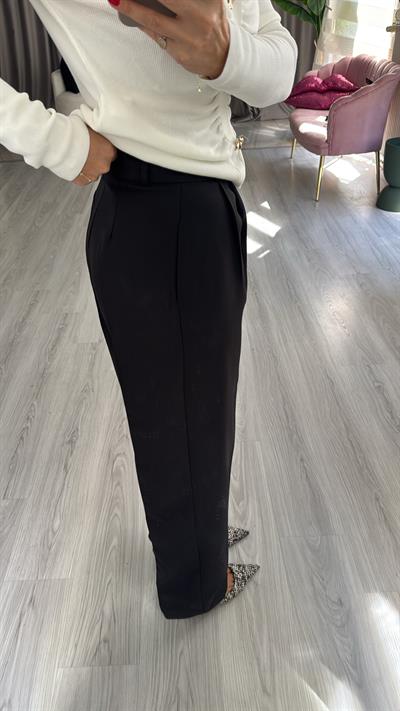 Krep Kumaş Siyah Palazzo Pantolon