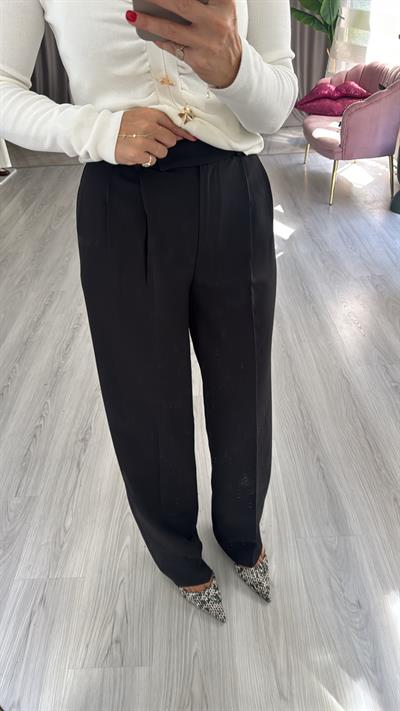 Krep Kumaş Siyah Palazzo Pantolon