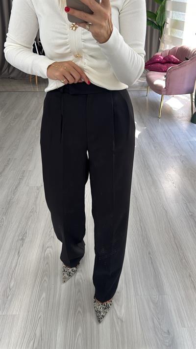 Krep Kumaş Siyah Palazzo Pantolon